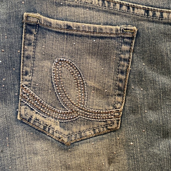 Rhinestone Embellished Denim Mini Skirt - Picture 8 of 11
